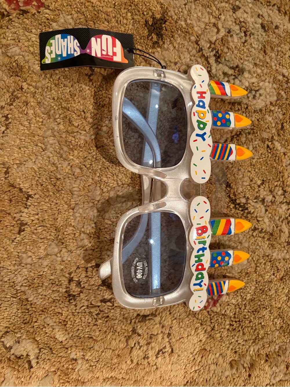 "Happy Birthday" Candle Party Sunglasses NWT oversized festive party unisex